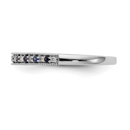 14K Weißgold Ehering mit natürlichen Diamanten und blauem Saphir