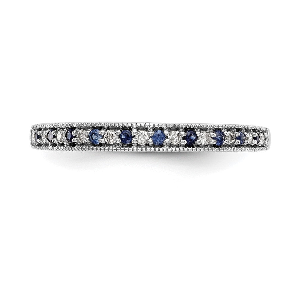 14K Weißgold Ehering mit natürlichen Diamanten und blauem Saphir