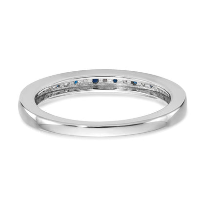14K Weißgold Ehering mit natürlichen Diamanten und blauem Saphir