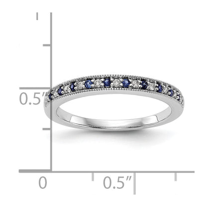 14K Weißgold Ehering mit natürlichen Diamanten und blauem Saphir