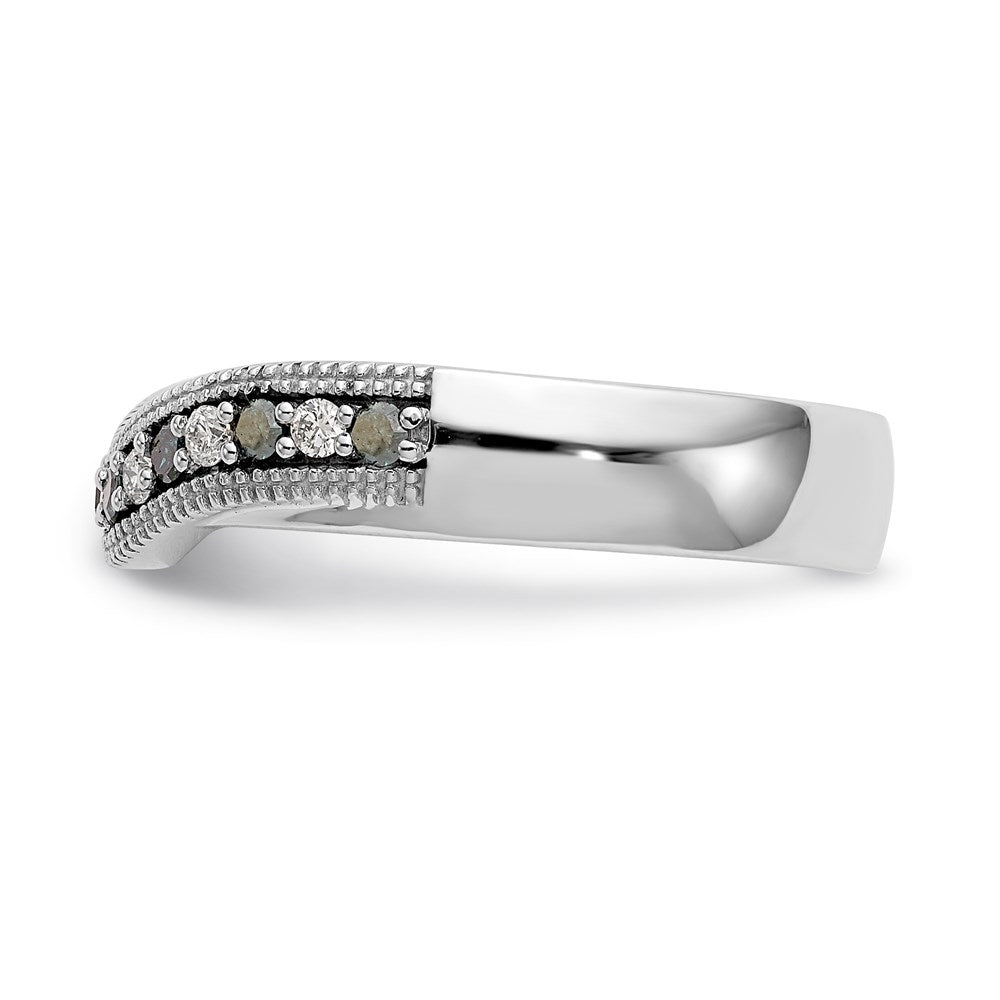 14K Weißgold Ehering mit blauen und weißen natürlichen Diamanten