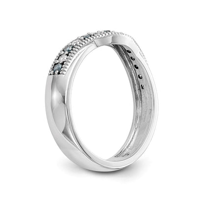 14K Weißgold Ehering mit blauen und weißen natürlichen Diamanten