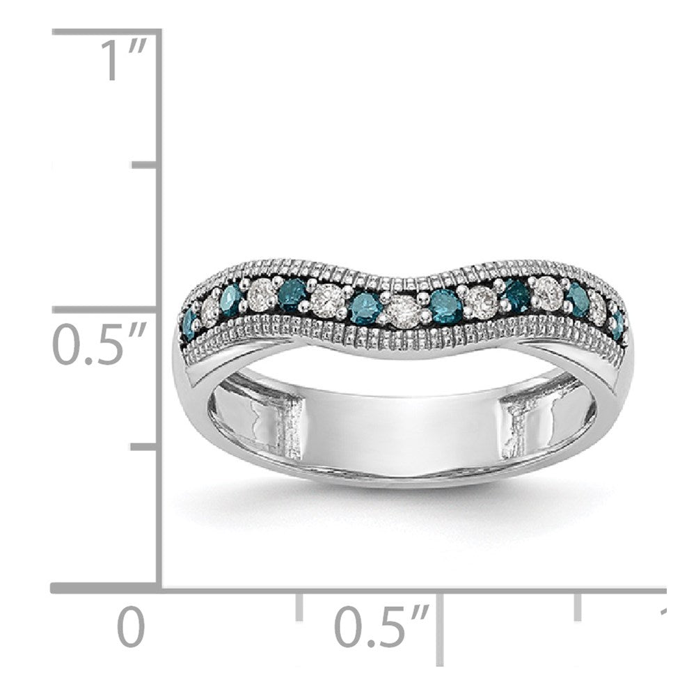 14K Weißgold Ehering mit blauen und weißen natürlichen Diamanten