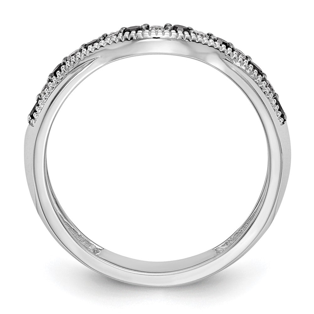 14K Weißgold Ehering mit schwarzen und weißen natürlichen Diamanten