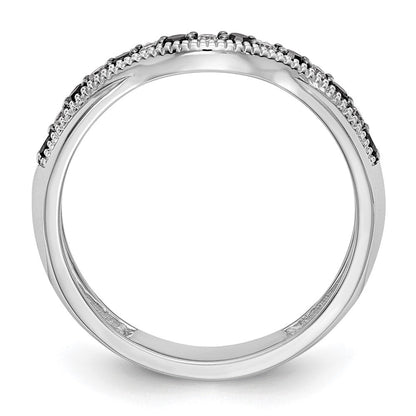 14K Weißgold Ehering mit schwarzen und weißen natürlichen Diamanten