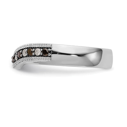 14K Weißgold Ehering mit schwarzen und weißen natürlichen Diamanten