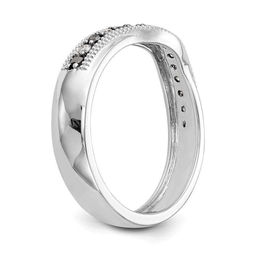 14K Weißgold Ehering mit schwarzen und weißen natürlichen Diamanten