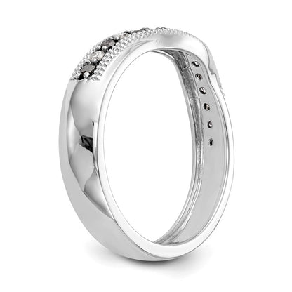 14K Weißgold Ehering mit schwarzen und weißen natürlichen Diamanten
