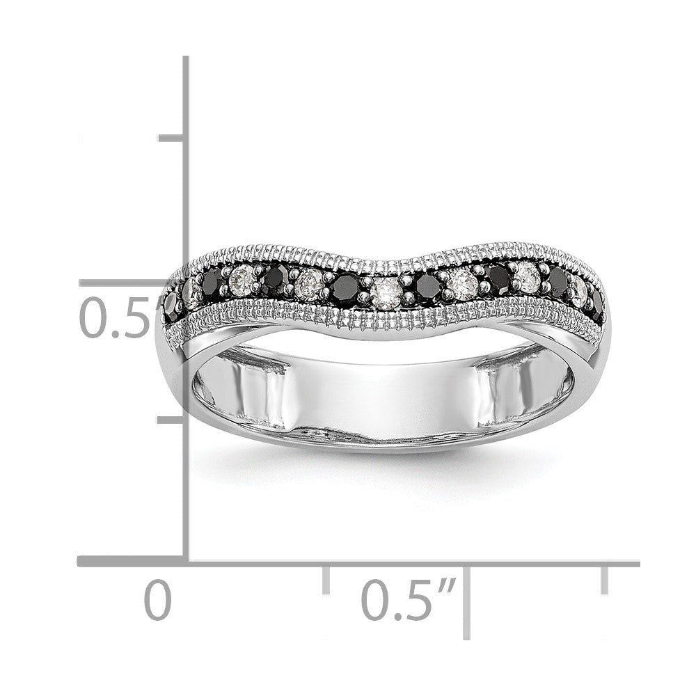 14K Weißgold Ehering mit schwarzen und weißen natürlichen Diamanten