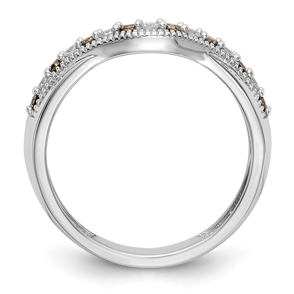 14K Weißgold-Ring mit Champagner- und weißen natürlichen Diamanten