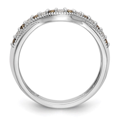 14K Weißgold-Ring mit Champagner- und weißen natürlichen Diamanten
