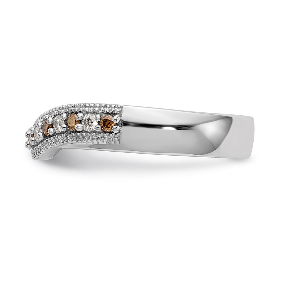 14K Weißgold-Ring mit Champagner- und weißen natürlichen Diamanten