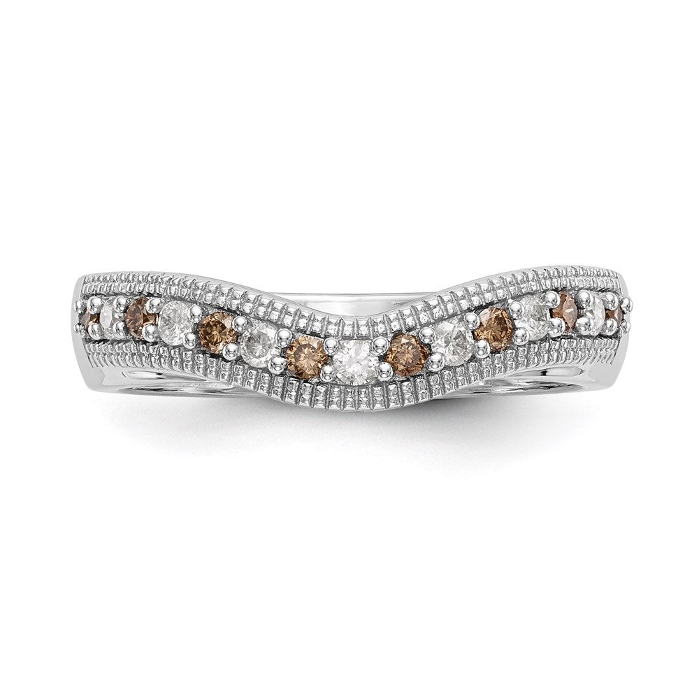 14K Weißgold-Ring mit Champagner- und weißen natürlichen Diamanten