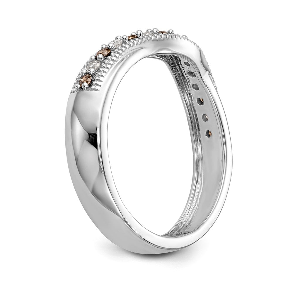 14K Weißgold-Ring mit Champagner- und weißen natürlichen Diamanten