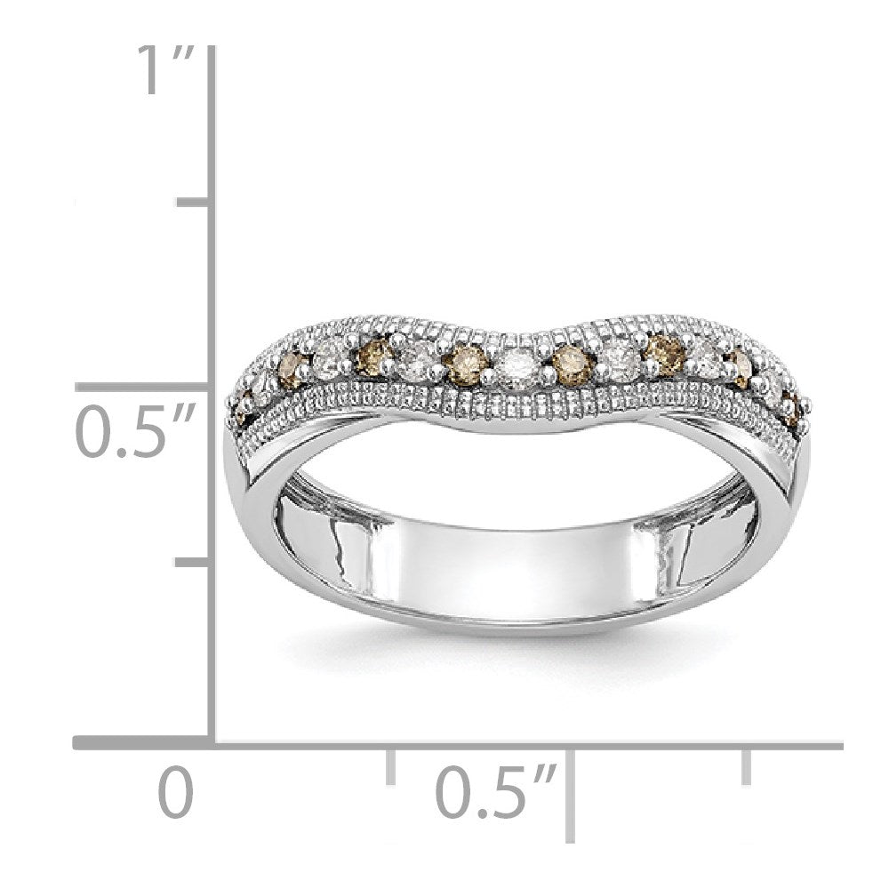 14K Weißgold-Ring mit Champagner- und weißen natürlichen Diamanten