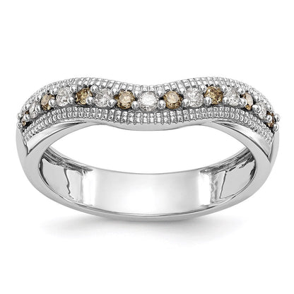 14K Weißgold-Ring mit Champagner- und weißen natürlichen Diamanten