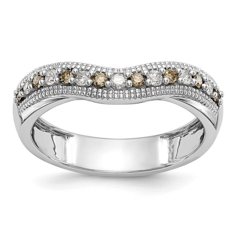 14K Weißgold-Ring mit Champagner- und weißen natürlichen Diamanten