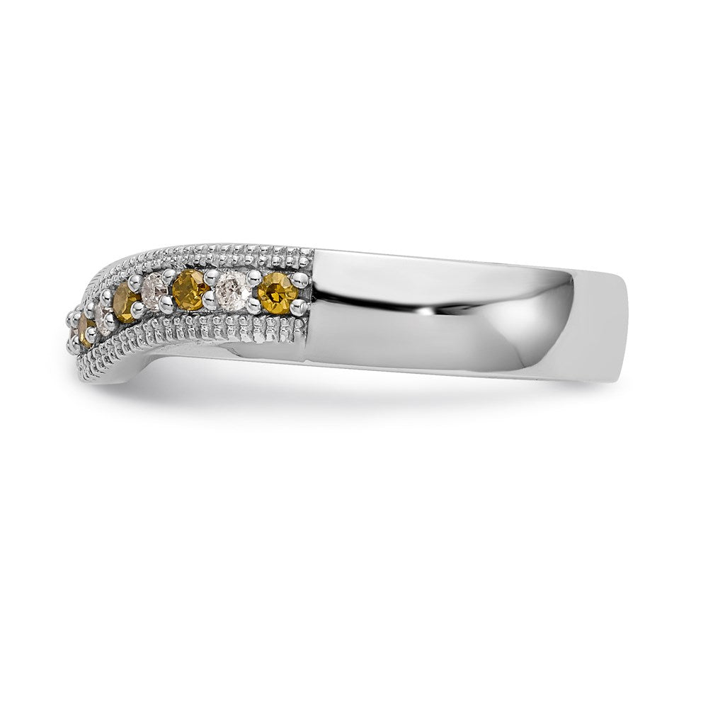 14K Weißgold Ehering mit gelben und weißen natürlichen Diamanten