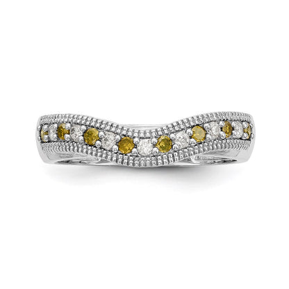 14K Weißgold Ehering mit gelben und weißen natürlichen Diamanten