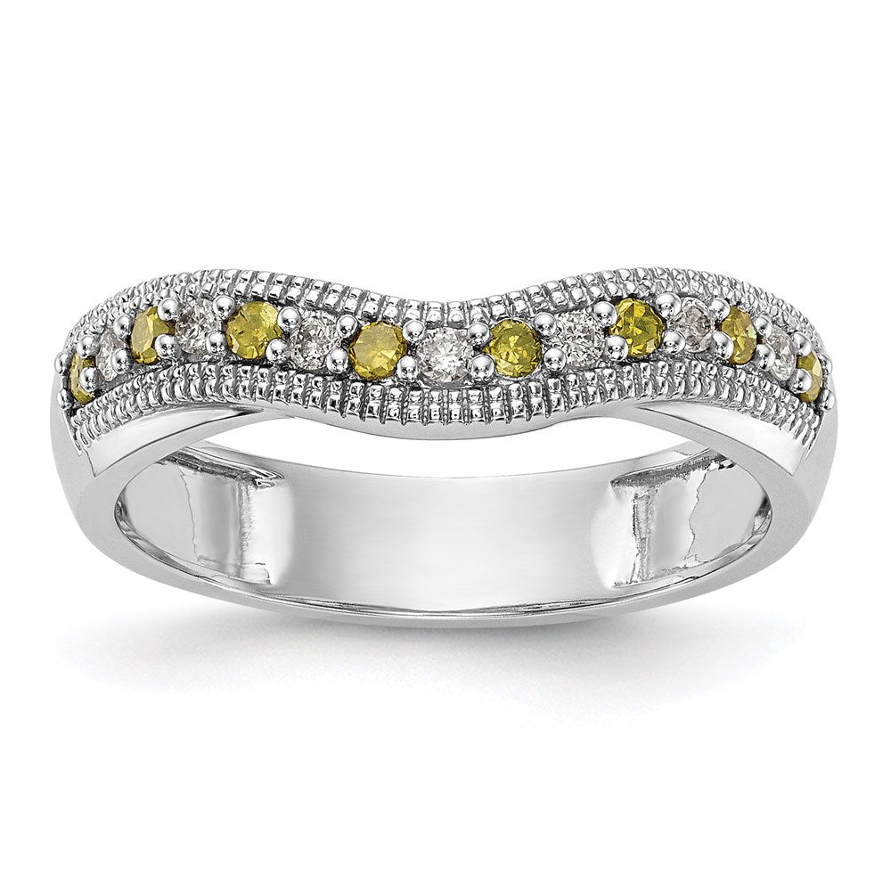 14K Weißgold Ehering mit gelben und weißen natürlichen Diamanten