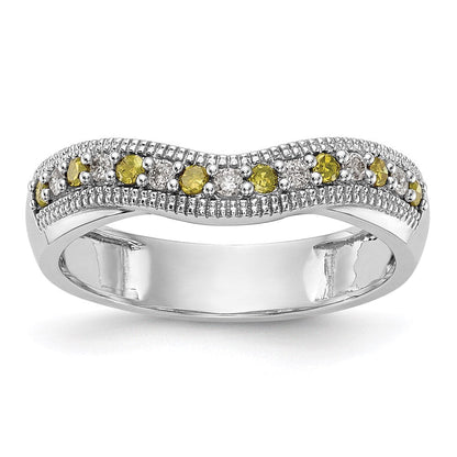 14K Weißgold Ehering mit gelben und weißen natürlichen Diamanten
