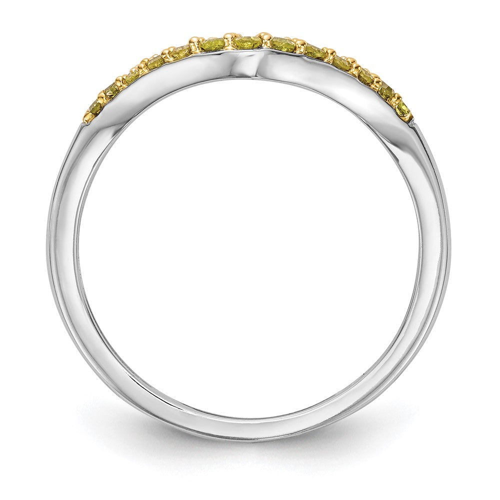 14K Weißgold Ehering mit gelben und weißen natürlichen Diamanten