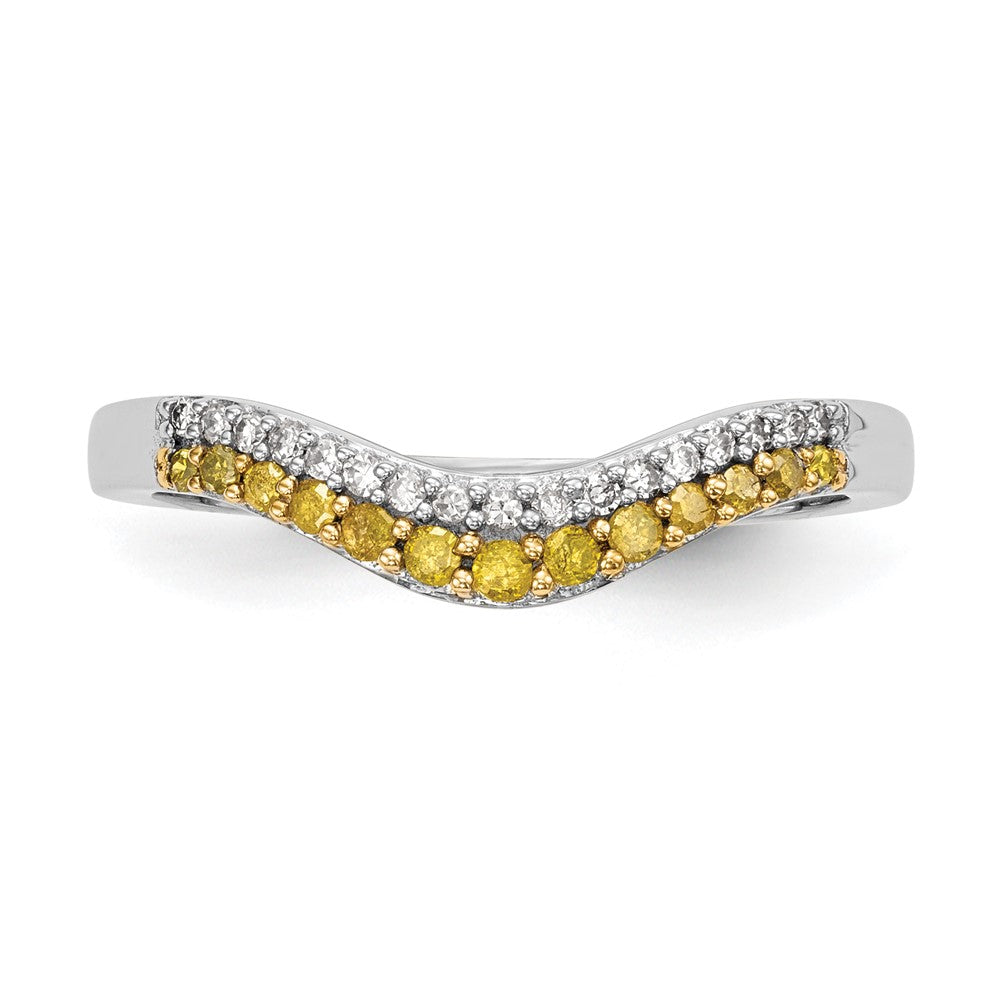 14K Weißgold Ehering mit gelben und weißen natürlichen Diamanten