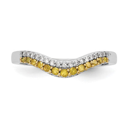 14K Weißgold Ehering mit gelben und weißen natürlichen Diamanten