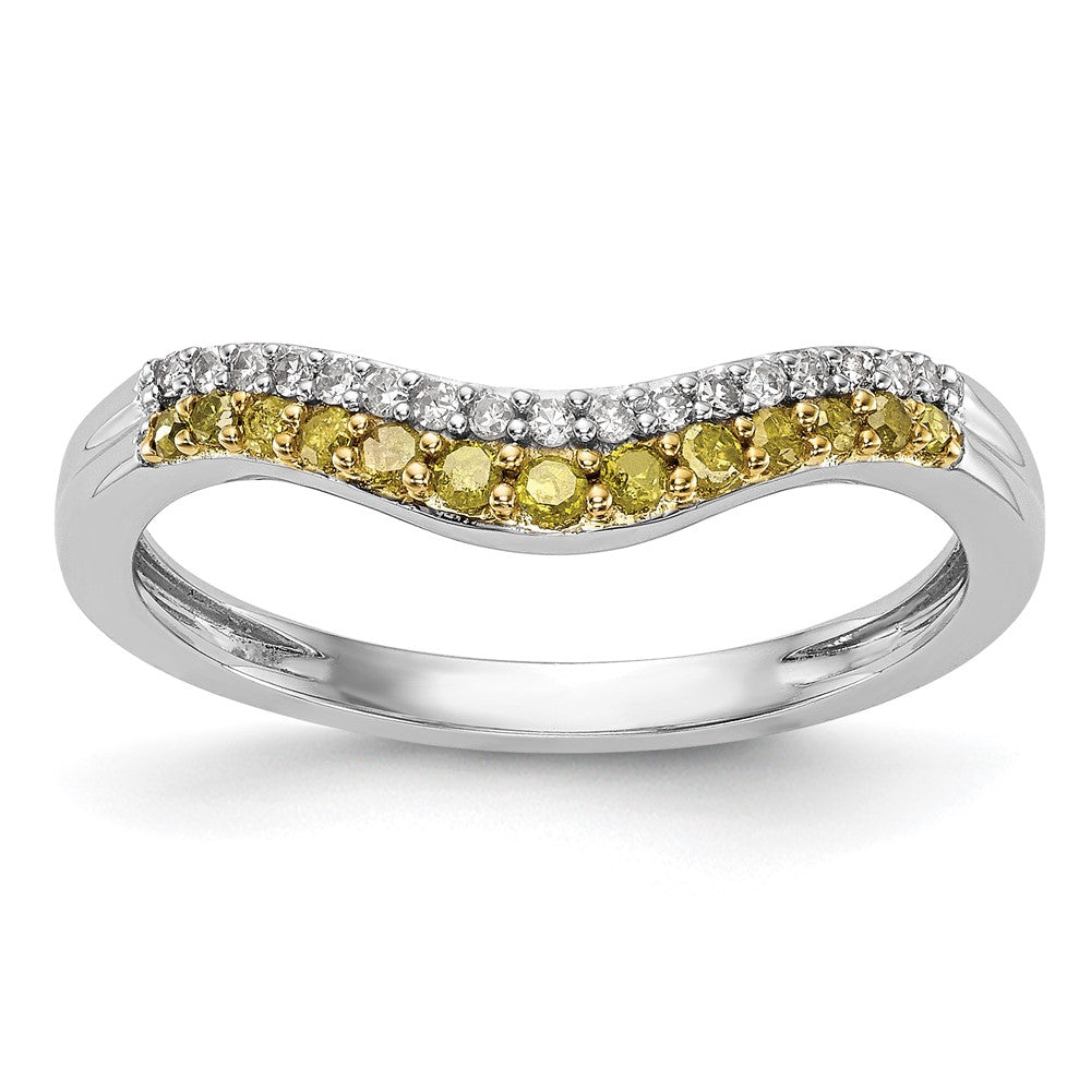 14K Weißgold Ehering mit gelben und weißen natürlichen Diamanten