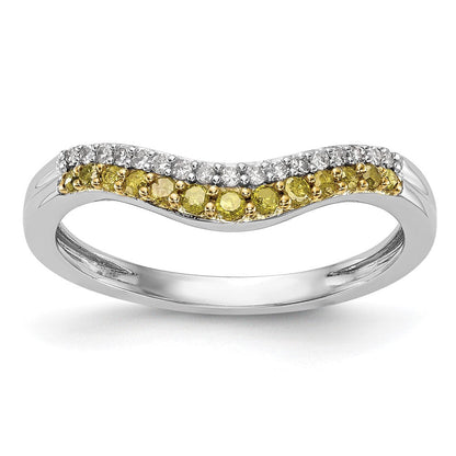 14K Weißgold Ehering mit gelben und weißen natürlichen Diamanten