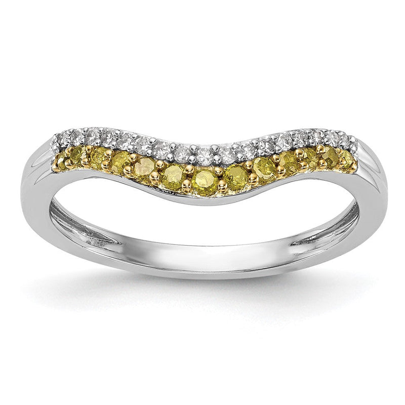 14K Weißgold Ehering mit gelben und weißen natürlichen Diamanten