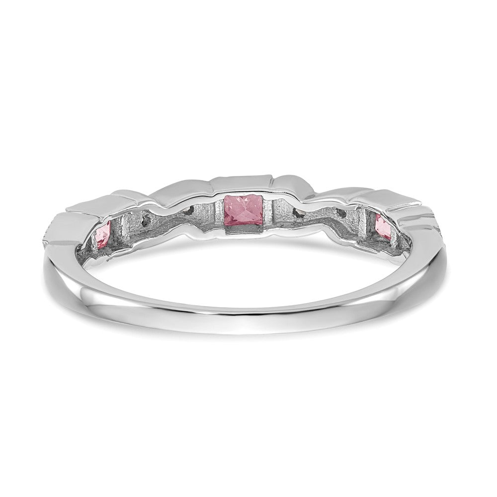 14K Weißgold Echt Diamant mit Rosa Saphir Ring