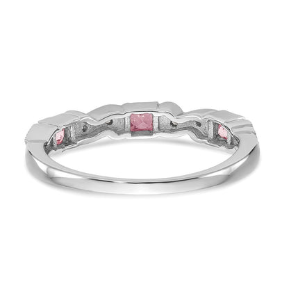 14K Weißgold Echt Diamant mit Rosa Saphir Ring