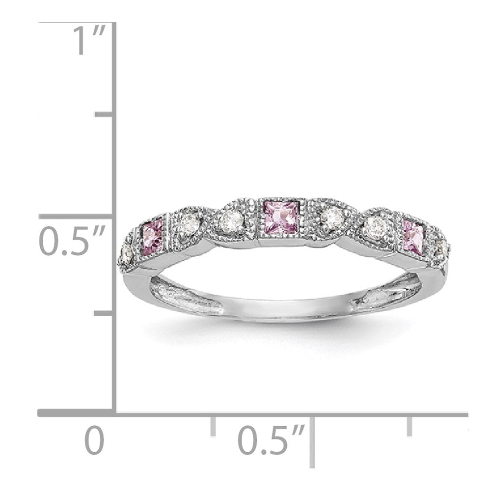 14K Weißgold Echt Diamant mit Rosa Saphir Ring