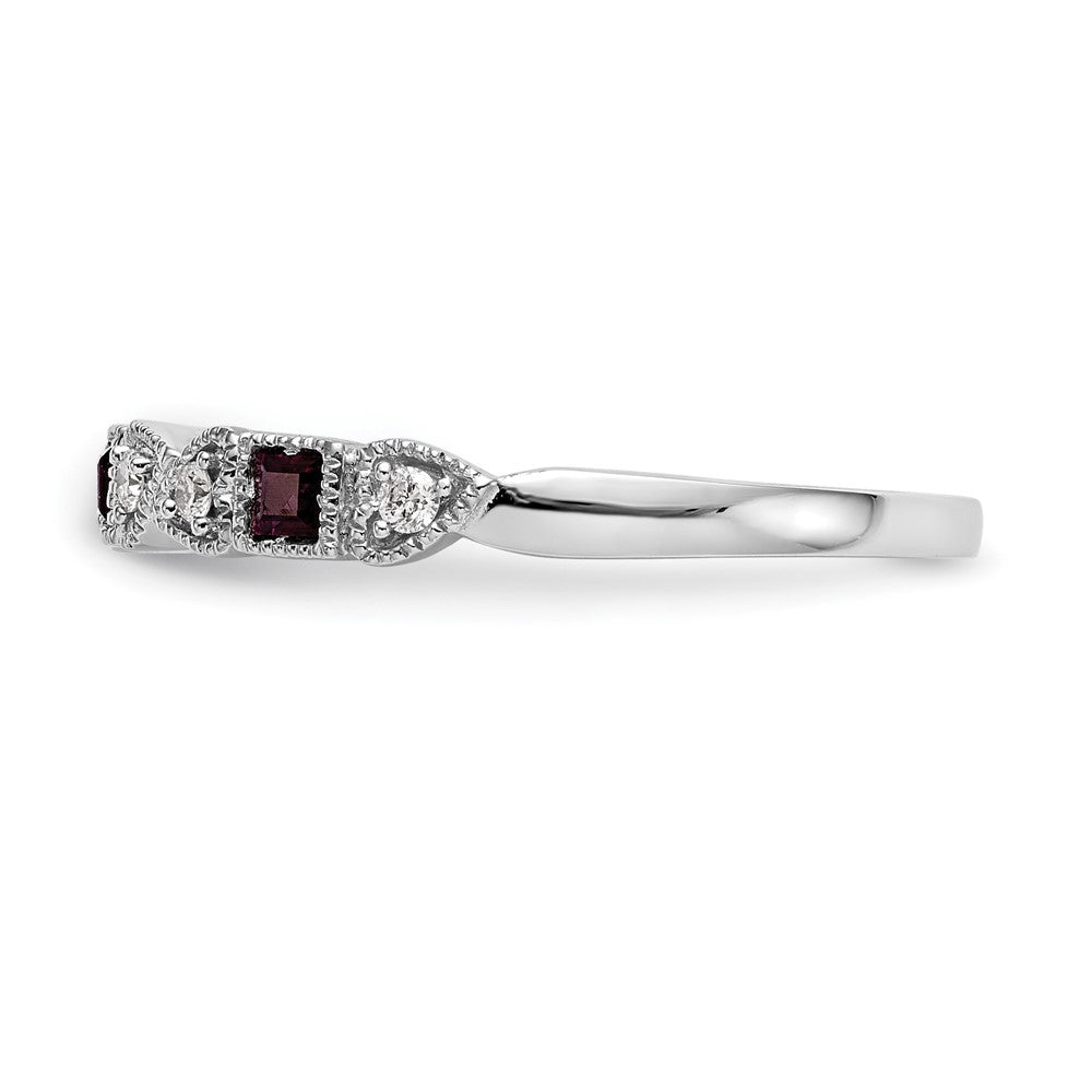 14K Weißgold Echt Diamant mit Rubin Ring