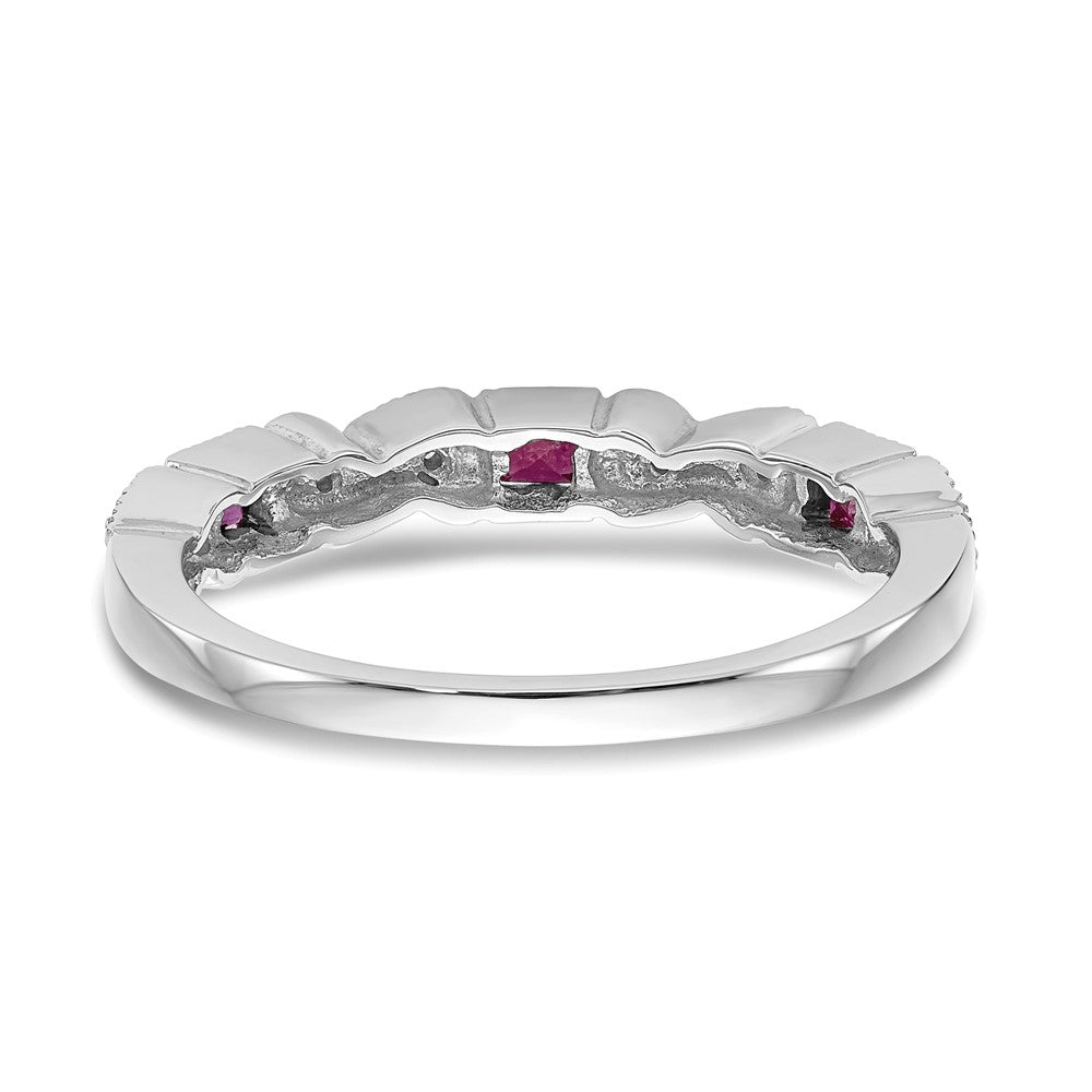 14K Weißgold Echt Diamant mit Rubin Ring