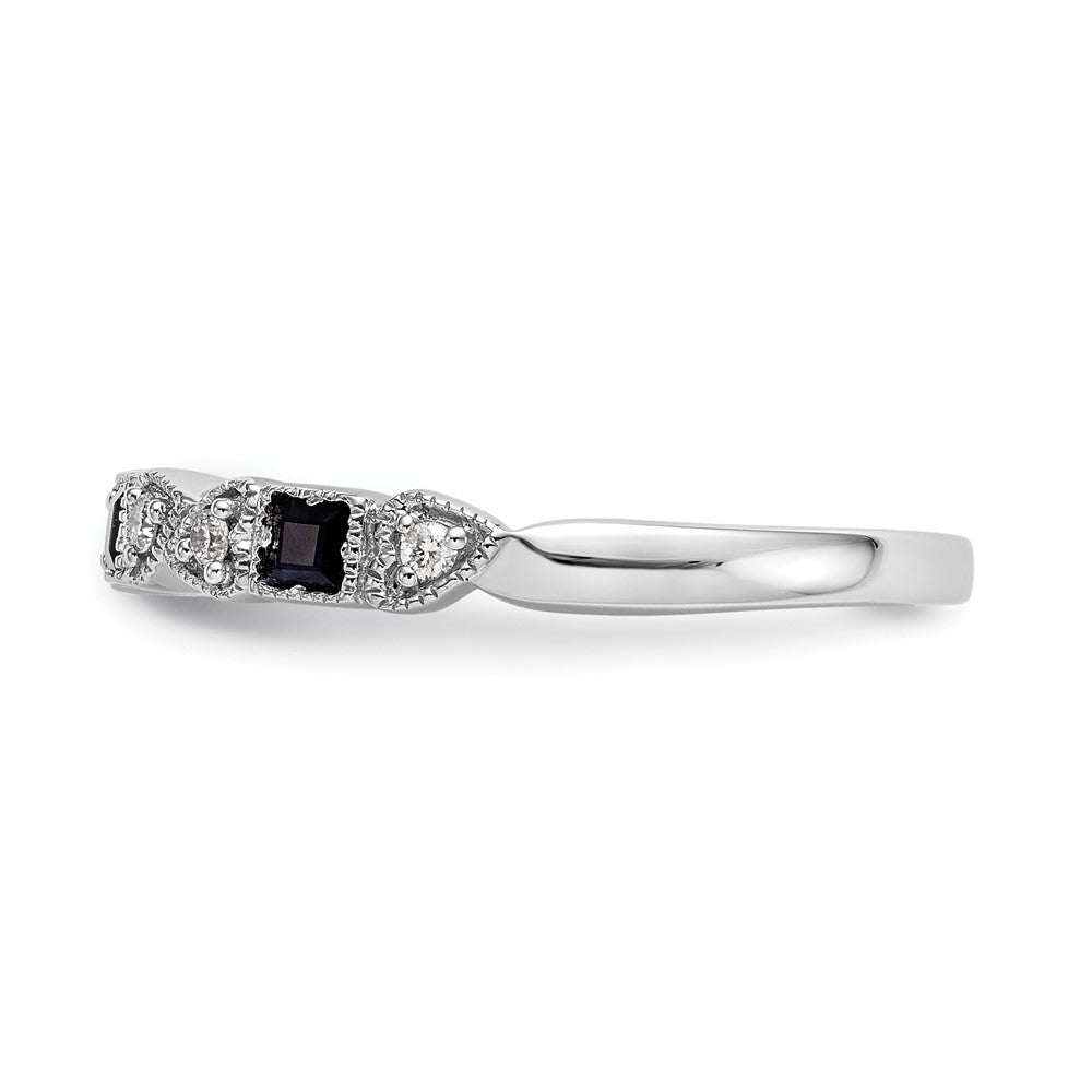 14K Weißgold Echt Diamant mit Saphir Ring