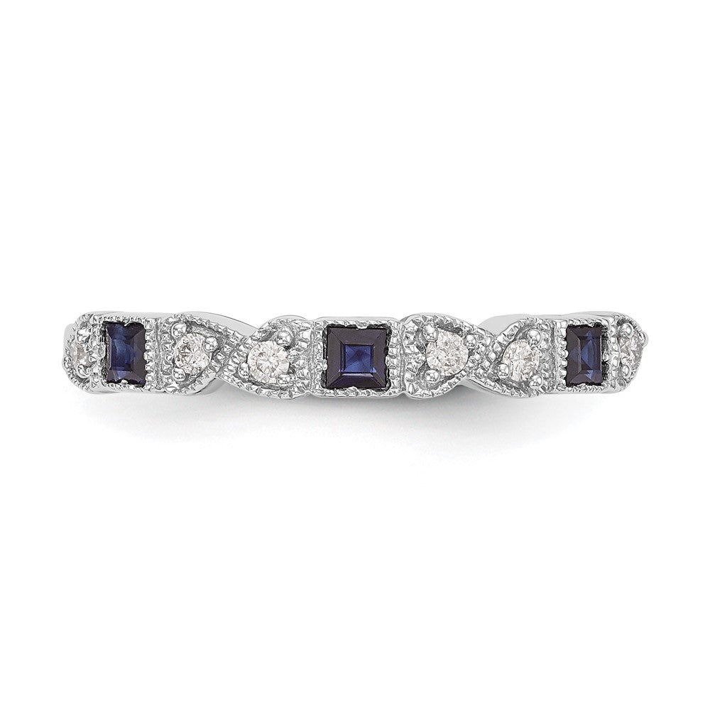 14K Weißgold Echt Diamant mit Saphir Ring