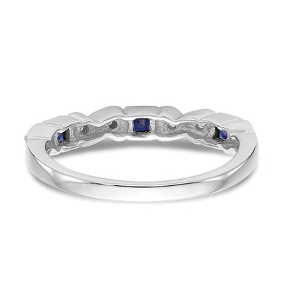 14K Weißgold Echt Diamant mit Saphir Ring
