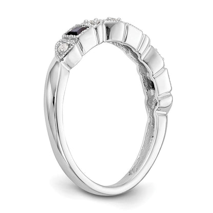 14K Weißgold Echt Diamant mit Saphir Ring