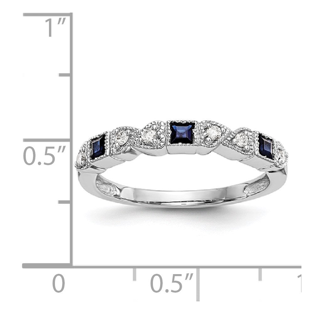 14K Weißgold Echt Diamant mit Saphir Ring