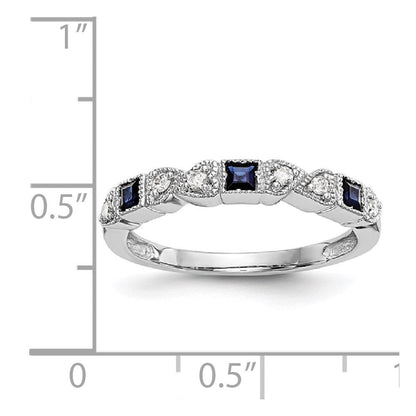 14K Weißgold Echt Diamant mit Saphir Ring