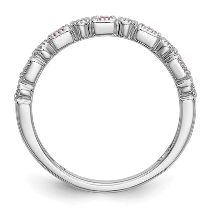 10K Weißgold 10K Diamant mit Rosa Saphir Ring