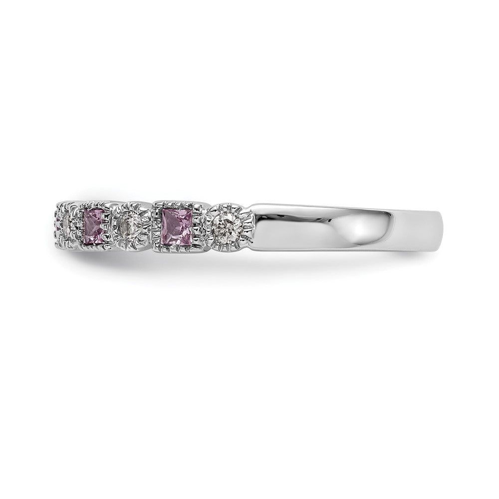 10K Weißgold 10K Diamant mit Rosa Saphir Ring