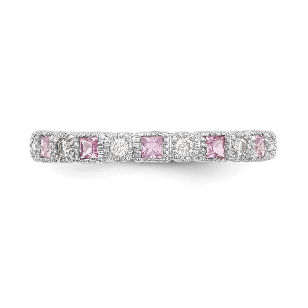 10K Weißgold 10K Diamant mit Rosa Saphir Ring