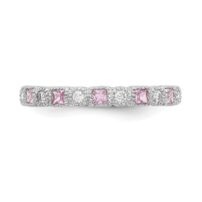 10K Weißgold 10K Diamant mit Rosa Saphir Ring