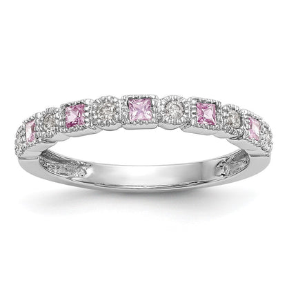 10K Weißgold 10K Diamant mit Rosa Saphir Ring