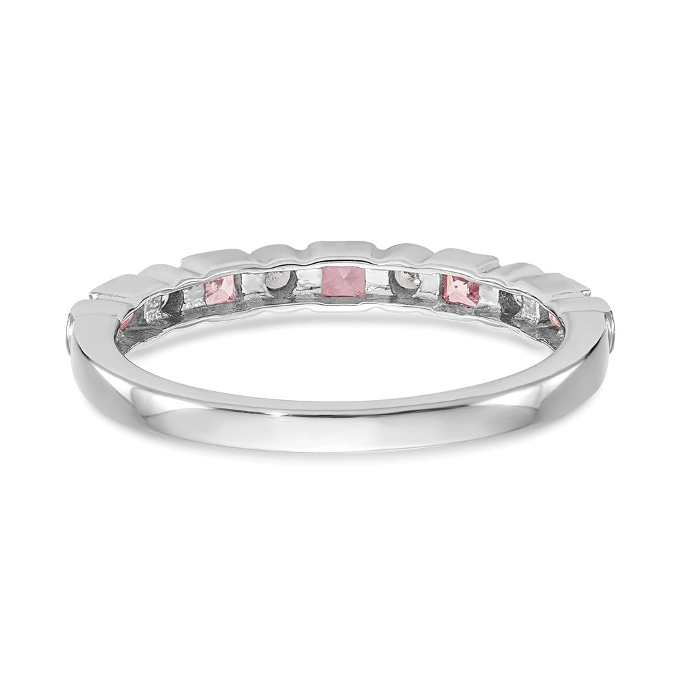 14K Weißgold Ring mit natürlichen Diamanten und rosa Saphiren