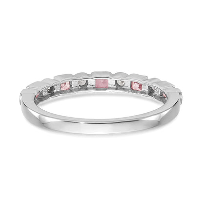 14K Weißgold Ring mit natürlichen Diamanten und rosa Saphiren