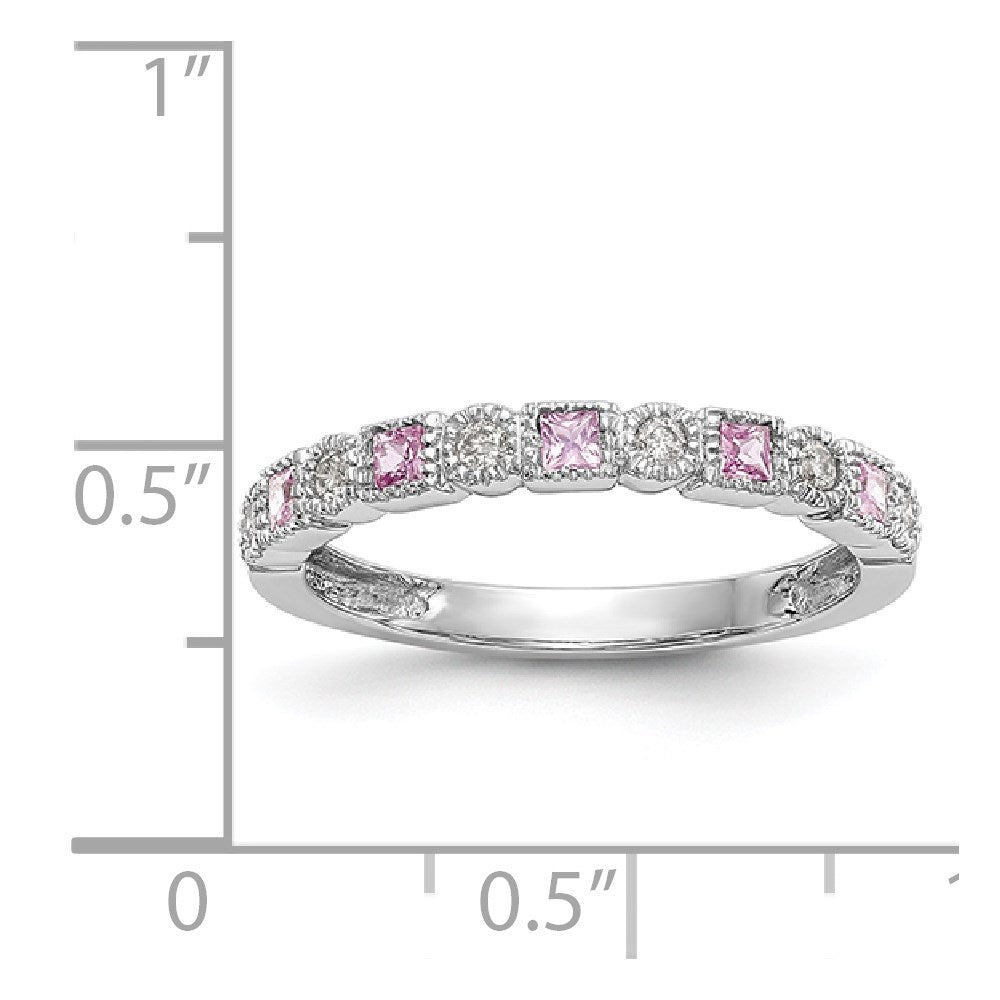 14K Weißgold Ring mit natürlichen Diamanten und rosa Saphiren